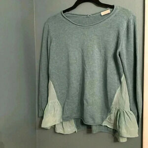 Wrap designed in London - teal cotton/silk women’s sweater size 4/6 - like new